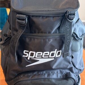 Speedo Large Black Backpack with White Logo